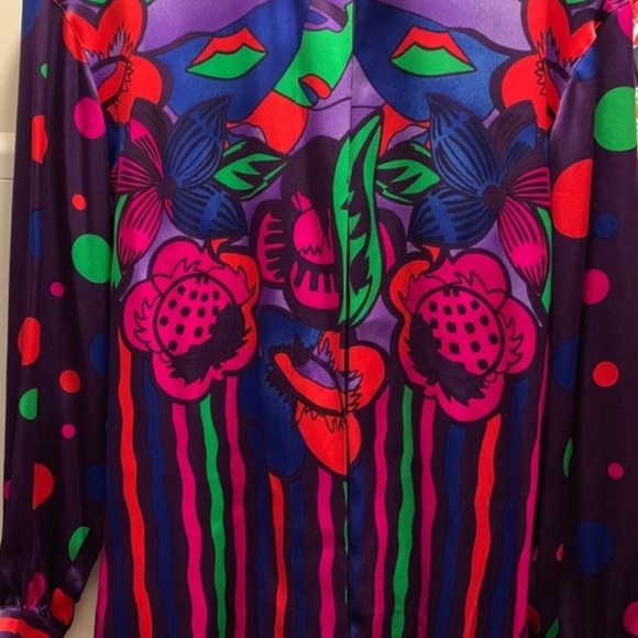 Rare ESCADA geometric 3D satin VTG shirt Blouse 4 - Picture 2 of 4